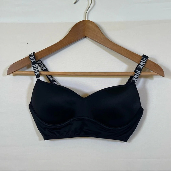 Women’s PINK by Victoria's Secret Black Padded Cross Cross Back Bra Size Small - Picture 1 of 4